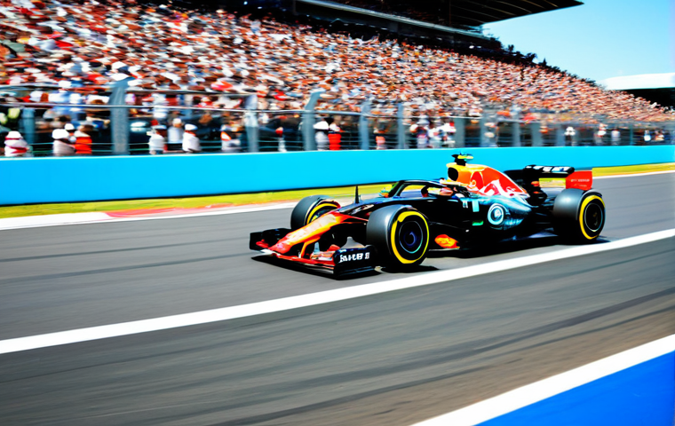 **

A professional motorsport photographer capturing a Formula One race. The scene is a vibrant race track, with a fully clothed F1 driver speeding by in a sleek, modern car.  Capture the speed and excitement with motion blur. Background includes a grandstand full of spectators and clear blue sky.  Perfect anatomy, correct proportions, natural pose. Safe for work, appropriate content, fully clothed, professional photography, high quality.

**