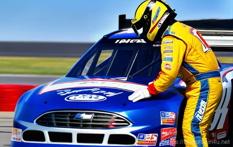 NASCAR 드라이버 분석 - Image Prompt 1: The Focused Driver and Dynamic Pit Stop** NASCAR 드라이버 분석 - Image Prompt 1: The Focused Driver and Dynamic Pit Stop**